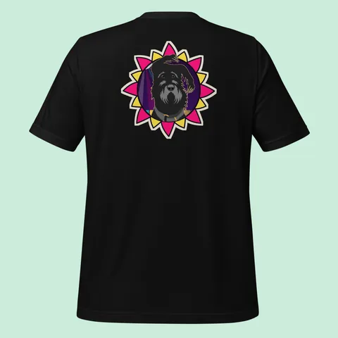 Classic Tee with the Disco Pup dog badge