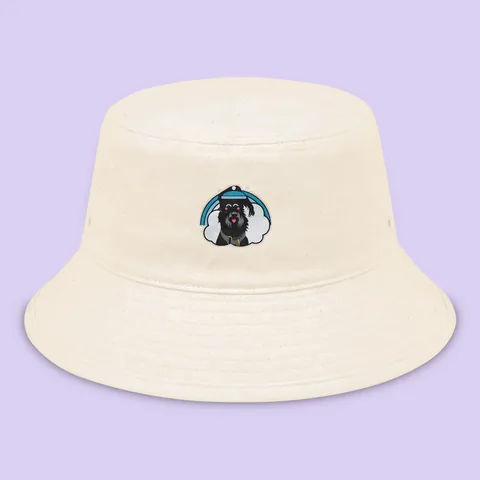 Bucket Hat with a hand-drawn pup patch