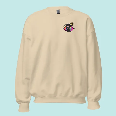 Crewneck Sweatshirt with a hand-drawn pup patch