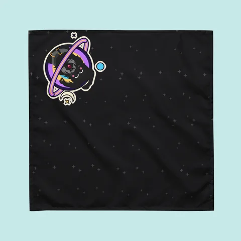 Dog Bandana with a hand-drawn pup patch