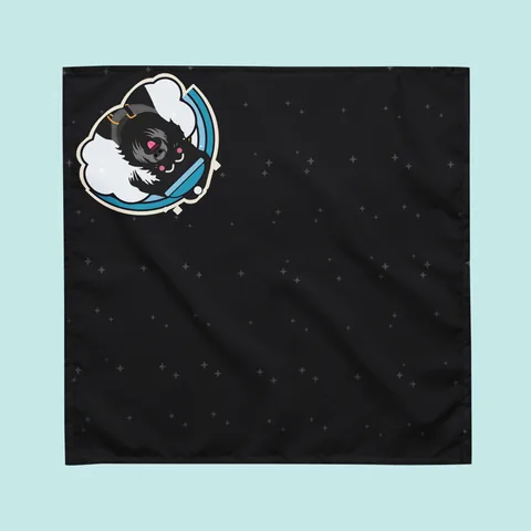 Dog Bandana with a hand-drawn pup patch